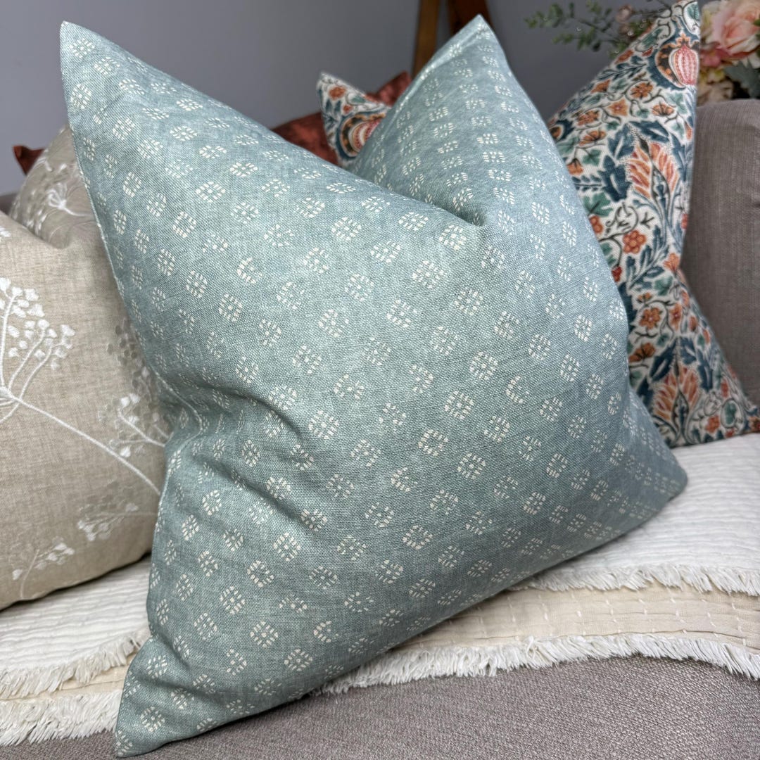 Duck Egg Cushion Cover, Cotton Linen Blend Pillow Cover Double Sided