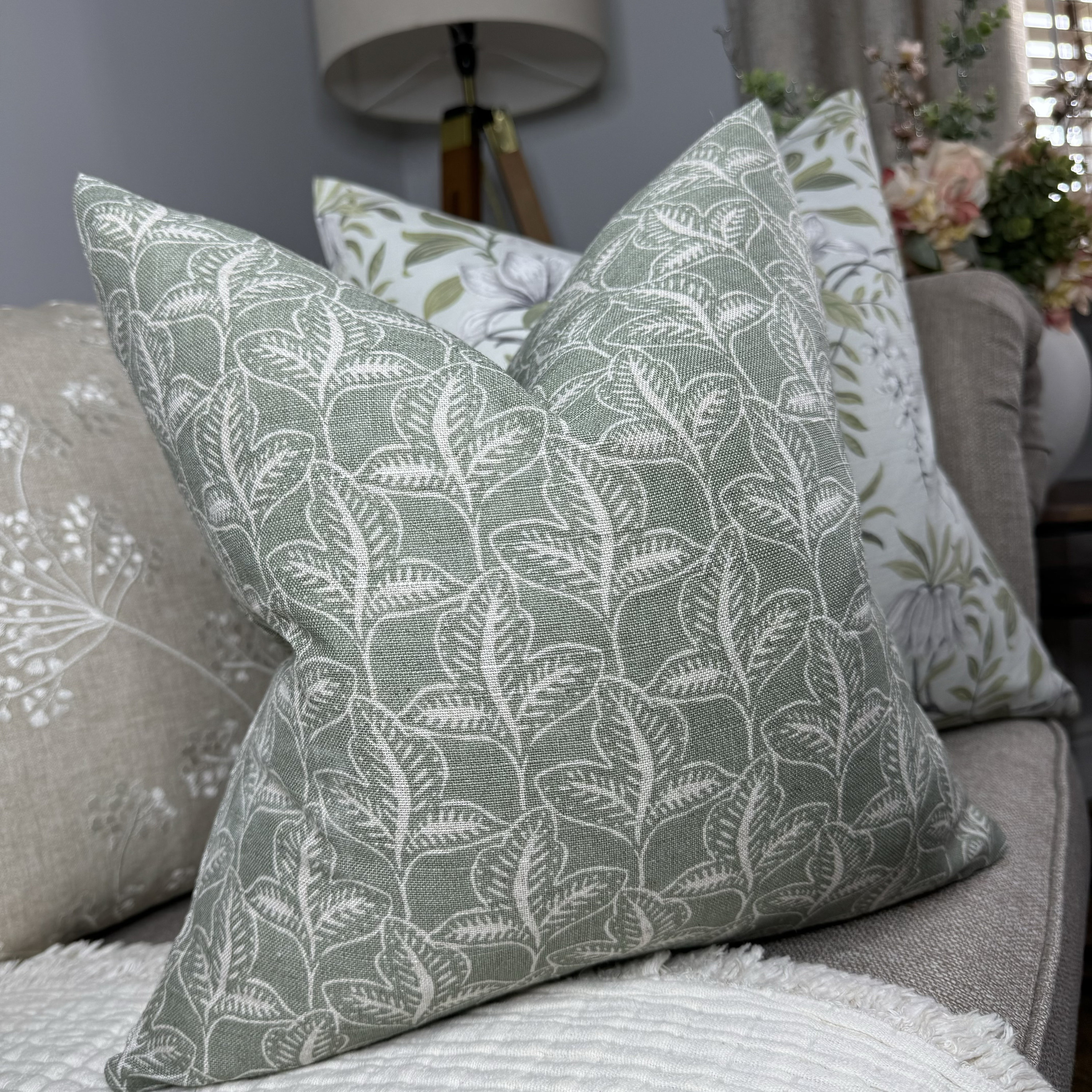grey green floor pillow
