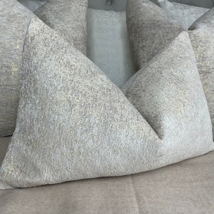 Furnishing Fabric Cushion Cover, Sofa Pillow Cover 12&quot; x 20&quot; GOLD Shimmer -Cream  Neutral , Durable Designer Fabric - High Quality Stunning