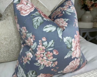 Decorative Pillow, Floral Cushion Cover Designer Fabric , Shabby Chic Design - Floral cushion cover, size 18" x 18" - double sided