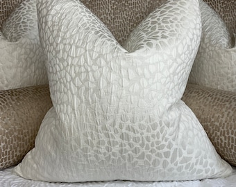 Luxury Pillow - Cobbler Ivory Cushion Cover, Textured Scatter Cushion Pillow Cover For Sofa Bed or Throw. Fabric Designer Ashley Wilde