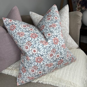 Cotton Cushion Cover, Pillow Cover, Scatter Cushion Cover - Harlequin KOMOVI Fabric - Coral Peble Pink Floral - 100% Cotton, Double - sided
