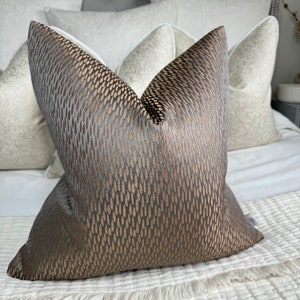 Elegant Bronze-Copper Cushion Cover: Modern Double-Sided Decorative Throw Pillow Case by Ashley Wilde ASTRID - Handmade