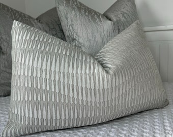 Elegant Cushion Cover, silvery - grey pillow cover , textured geometric- abstract design - sofa pillow case, double sided , luxury pillow
