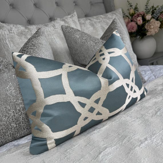 Fascino Duck Egg Teal Cushion Cover, Luxurious Throw Pillow Cover for Sofa  Bed, Luxury Home Decor Bedroom Designer Fabric, Size 12x20