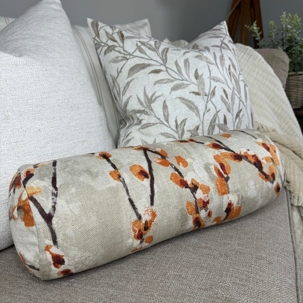 Cojín de sauce disperso para sofá o cama, almohada decorativa de refuerzo de 16" x 6", almohada naranja moderna, tela Arlequín