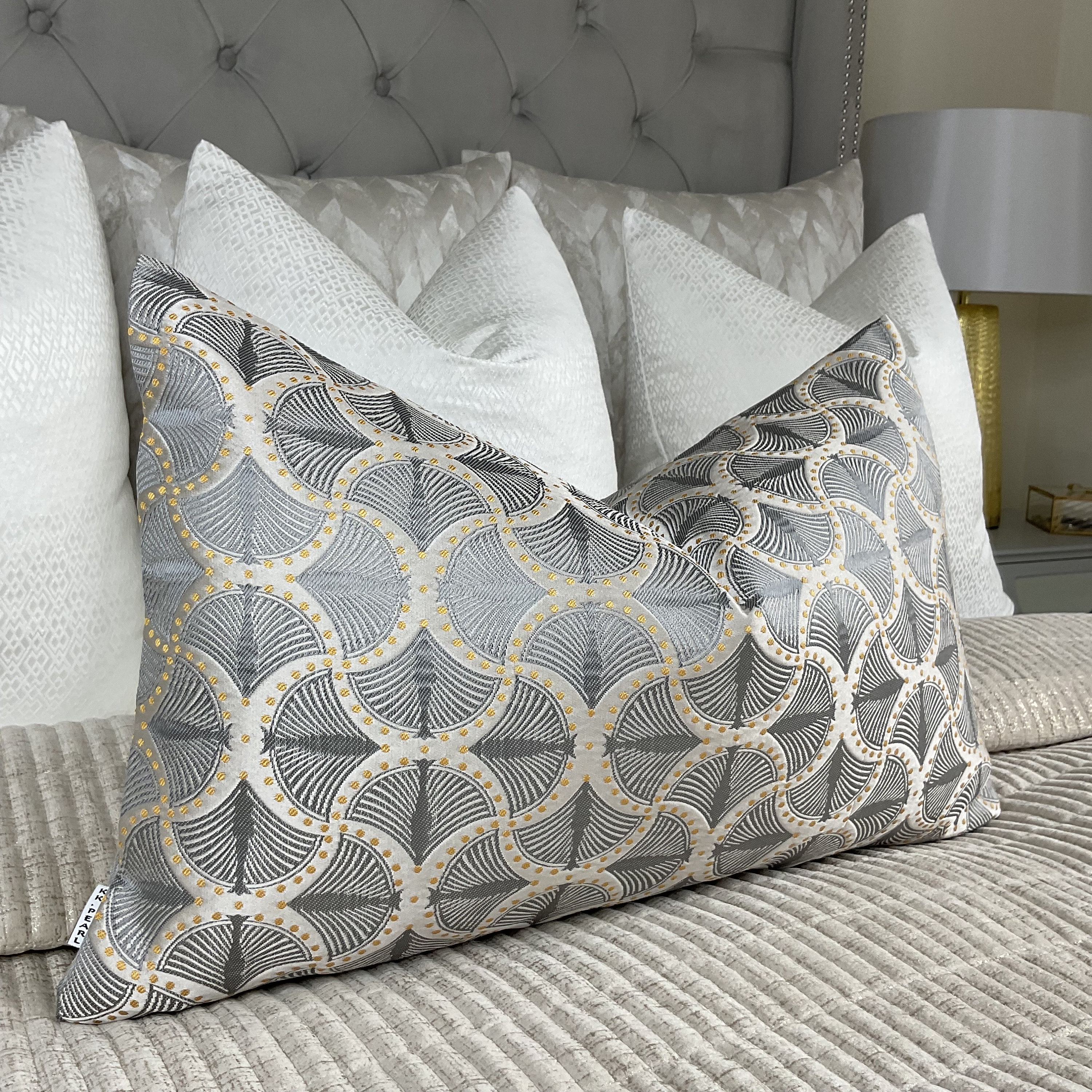 Grey and gold cushion covers hotsell