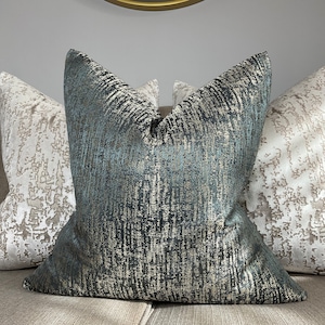 Pepin River Cushion Cover, Pillow Cover, Throw Pillow  Luxury Textured Fabric, Ashley Wilde Fabric - Teal - Gold Shimmer Made in UK