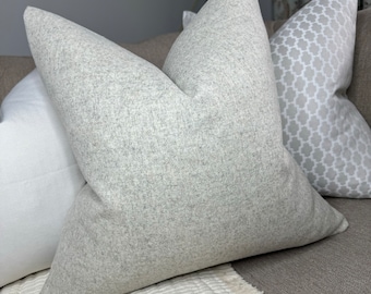 Countryside home wool blend grey cushion cover, wool blend grey pillow cover, scatter throw pillow for sofa or chair, durable pillow cover