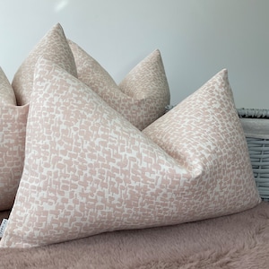 Decorative Cushion Cover 12" x 20", pink white pillow cover, scatter pillow cover for girls bedroom, fabric designer YIN