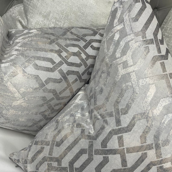 Beaded Modern Designer Grey Cushion Cover Set Of 2 - WallMantra