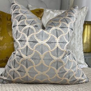 John Lewis & Partners Genevieve Bennett, Deco Palm Fabric,  Cushion Cover, Pillow Cover, Throw Pillow - Designer Fabric - Worldwide Shipping
