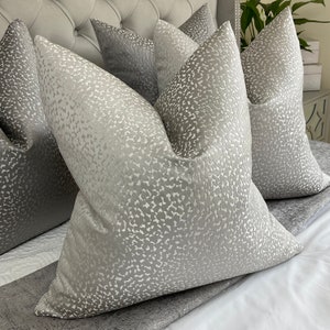 Silver Luxury Designer Cushion Cover - Prestigious Textiles Crater Fabric -  Throw Pillow Cover for Bed Bedding Sofa - Double Sided