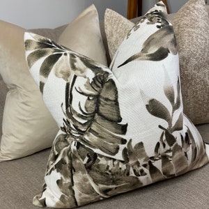 Designer CHIVASSO &quot;Jungle-like&quot; Decorative Cushion Cover - Pillow Throw Cover - Double Sided Cushion Cover, Handmade , Brown Beige Sand