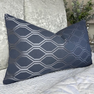 Geometric Navy Cushion Cover, Modern Bed Throw Pillow Cover, New Home Gift, Navy Home Accessories, Soft Furnishing , Navy Cushion Cover