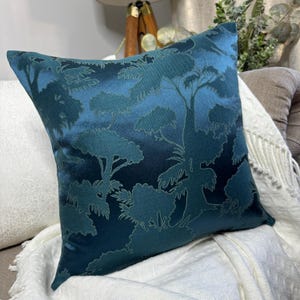 Scatter Cushion Cover, Sofa Pillow Cover, Teal Throw Pillow Cover By John Lewis Fabric -Dark Peacock Fougere - Double Sided