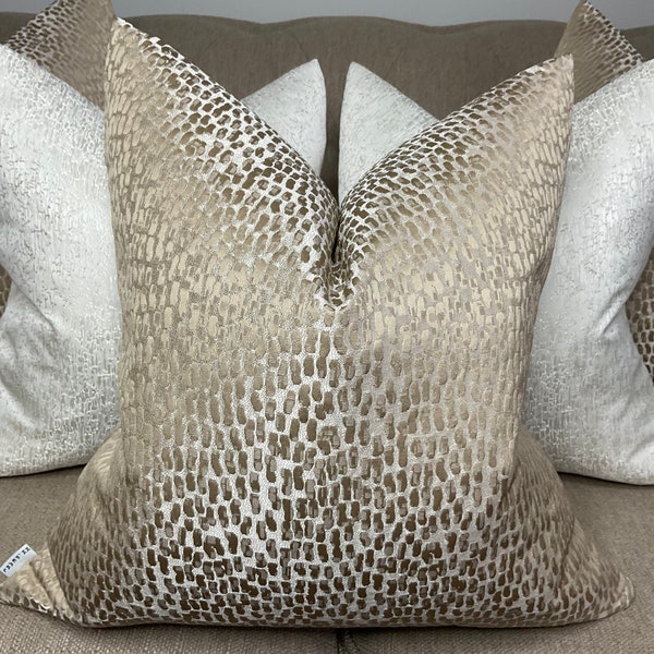 Champagne cushion cover, luxury pillow cover, euro sham pillow cover, gold cushion cover, throw pillow for sofa, Antelope designer fabric