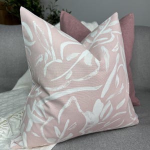 Leaves Throw Pillow Cover, Decorative Handmade Accent Cushion Case for Sofa Couch Bedroom Home, Pink - White Double Sided Cotton
