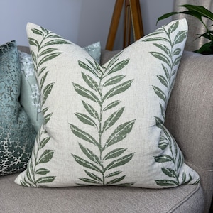 Green Cushion Cover, Pillow Sham, Decorative Pillow Cover, Leaf Trial Pillow Countryside Home, John Lewis NORAH Fabric, Sofa Cushion Cover