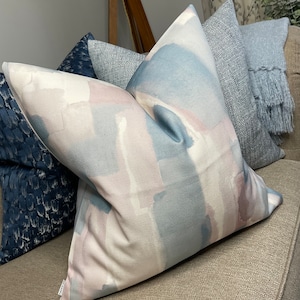 Scatter cushion cover, geometric abstract print pillow cover, blue pink white cushion cover, modern throw pillow cover - LIVIA