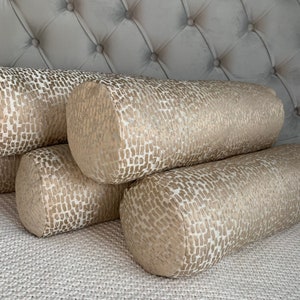 Champagne cushion, bolster cushion 16&quot; x 6&quot;, decorative bed cushion , cylinder cushion, champagne gold cushion, designer cushion Antelope