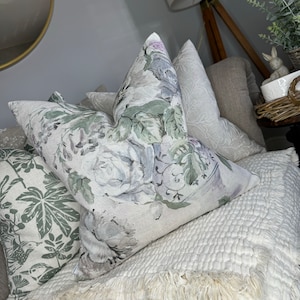 Designer Shabby Chic SANDERSON Fabric Giselle Floral Cushion Cover, Pillow Cover -  Linen Blend