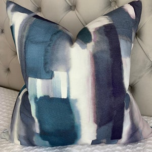 Abstract Cushion Pillow Cover John Lewis & Partners LIVIA Designer Fabric Abstract Blue Peacock Made In UK Double Sided