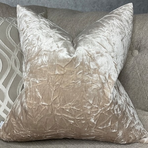 Sylvana Cushion Cover 16” 18&quot; ,  Designer Clarke & Clarke Fabric , Luxurious Velvet - Mink / Sofa or Bedroom Cushion Cover