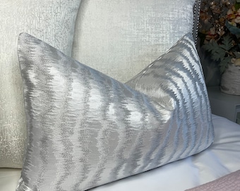 Designer Ashley Wilde Torrent Cushion Cover, Silver - Grey Pillow Cover, Throw Pillow - Luxury Interior - Worldwide Shipping