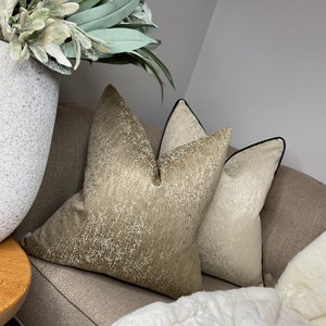 Luxury Pillow, Blake Textured Cushion Pillow Cover, Brass Gold Designer Fabric, Sofa Pillow - Bed Throw Pillow Cover 16&quot; 18&quot; 20&quot; 22&quot; 24&quot; 26&quot;