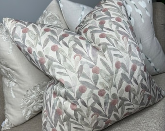 Fodera per cuscino decorativo con motivo a foglie, tessuto Sanderson, decorazione country viola-prugna, fodera per cuscino da divano, fodera per cuscino decorativo