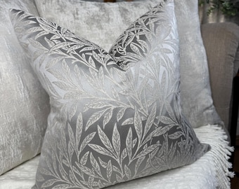 Decorative Cushion Cover, Leaf Design Pillow Cover, Silvery Grey Cushion Cover, Scatter Pillow Cover for Sofa Countryside Home Cushion Cover
