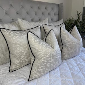 Elegant Cushion Cover, Throw Pillow Cover, Champagne Silver Shimmer, Black Piped Cushion Cover,  New Home Gift, Estrada Ashley Wilde Fabric