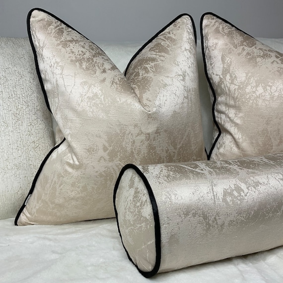 Luxury Geo Feather Cushion / Cover, Silver - Grey - KK Pearl Decor