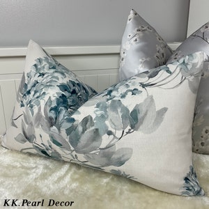 12&quot; x 20&quot; Decorative Floral Cushion Cover - Throw Pillow Cover - Double Sided - Blue White Floral - Fabric Designer John Lewis & Partners