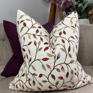 Voyage Fabric,  Cervino Damson - Classic Leaf Trail Tapestry Cushion Cover, Pillow Cover, High Quality Handmade / Worldwide Shipping
