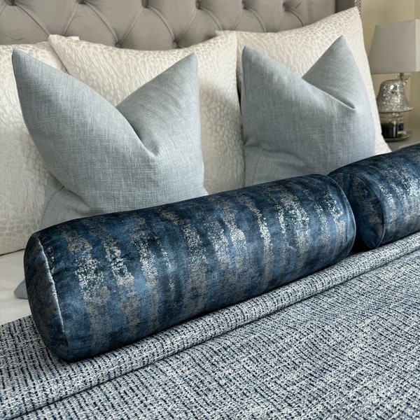 Blue Bolster Pillow Etsy