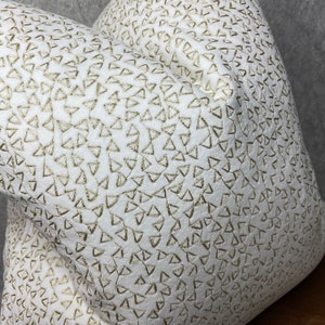 Luxury WHITE - GOLD Cushion pillow cover - double sided - new home decor - velvet designer fabric - gold triangle design - geometric