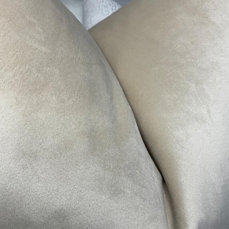 Hochwertige Polyester Samt Kissenhülle Creme Beige Neutral Dekor Schlicht Doppelseitig / Handgefertigt Bild 2