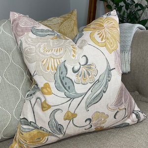 John Lewis Lydia Floral, Turmeric Cushion Cover,  Decorative Pillow Throw Pillow Sofa or Bed / Saffron, Duck Egg, Beige & Worldwide Shipping