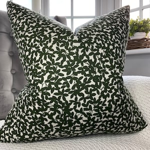 Decorative Pillow, Cushion Cover, Pillow Cover,  Made in UK - Designer John Lewis & Partners GREEN Leaf Trail 100%  Cotton