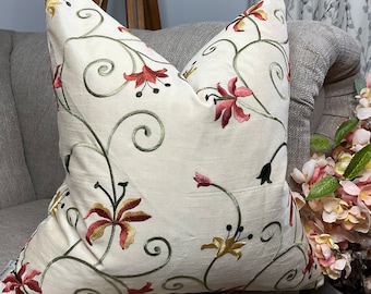 Housse de coussin florale, Housse de coussin brodée, Housse de coussin, Oreiller décoratif, Recto-verso - Créateur de tissus ILiv