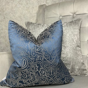 Art Deco Design Decorative Pillow, Cushion Cover - Teal ASAMI iLiv Fabric , Made in UK , Double Sided , Woven - Jacquard