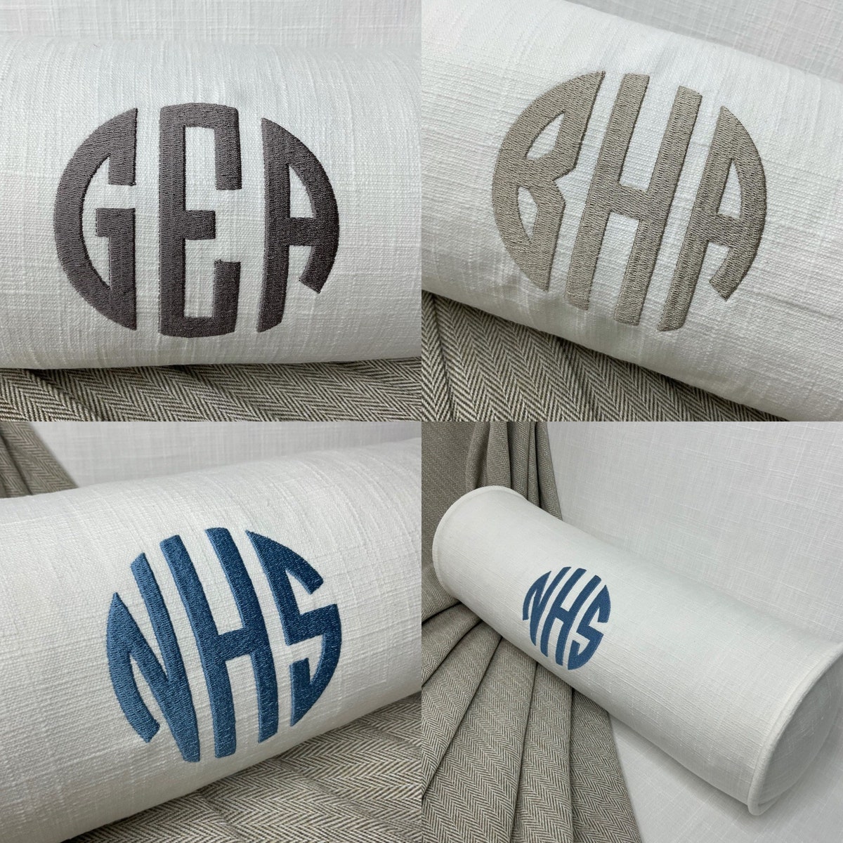 Modern Personalised Name Initials Embroidered Bolster Cushion 16"x6" Made in UK GIFT for Birthday - New Parents - New Baby - Family Initial - Etsy