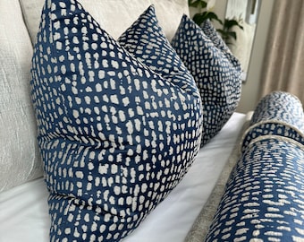 Luxury navy cushion cover, navy - gold pillow cover, scatter cushion cover for luxury bedding, designer Estrada pillow cover