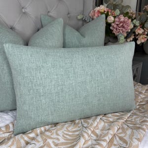 Cotton blend plain duck egg cushion cover 12&quot; x 20&quot;, for sofa chair, perfect living room pillow cover for everyday use, John Lewis Fabric