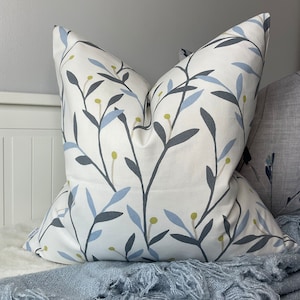 John Lewis & Partners BELLA Fabric - Floral Cushion Cover, Throw Pillow Blue - White / Contemporary Home / Blue Interior