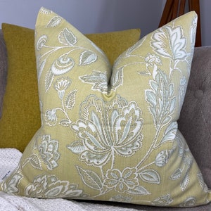 Decorative floral cushion cover, Green floral pillow cover , designer fabric, cotton - double sided, worldwide shipping!