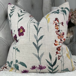 Floral Cushion Cover, Pillow Sham, John Lewis & Partners Fabric LONGSTOCK  Multicoloured , Cotton Linen High Quality, Handmade