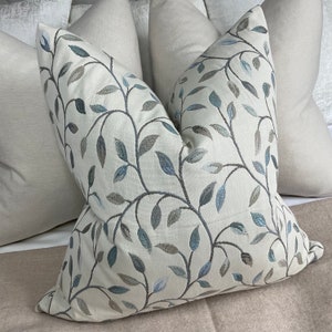 Countryside Voyage Fabric,  Cervino Blue Classic Leaf Trail Tapestry Cushion Cover, Pillow Cover, High Quality Handmade / Worldwide Shipping